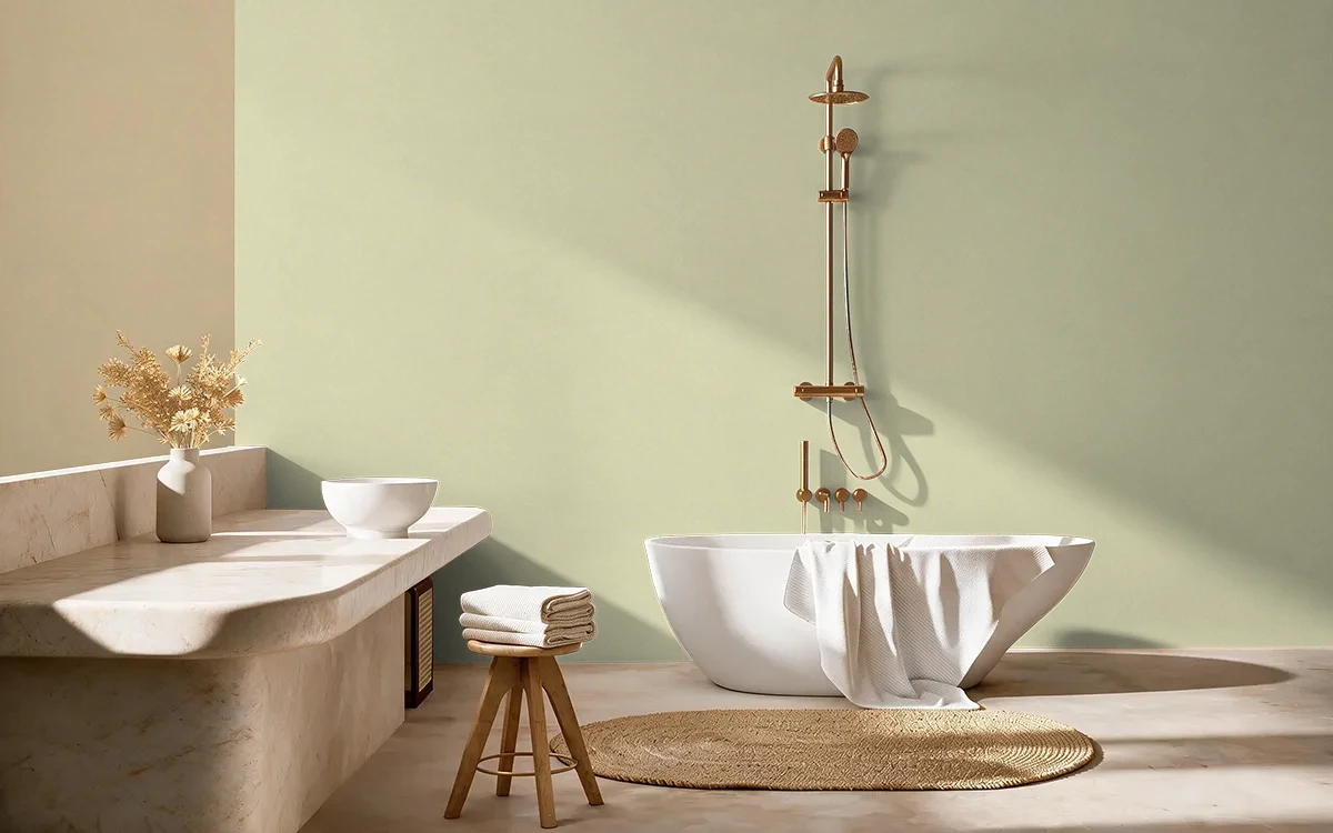 Nippon Paint's SANDALWOOD OIL color on different wall surfaces.