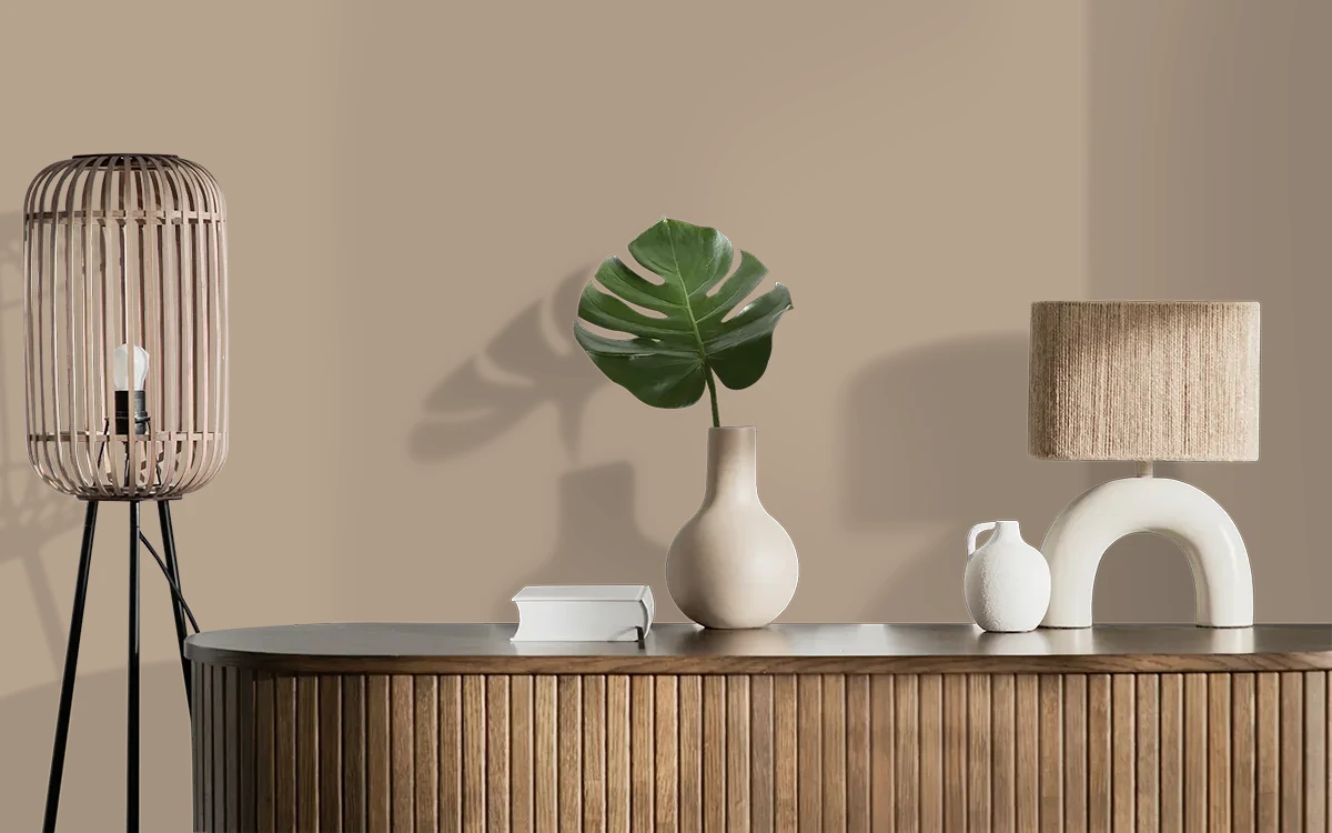 Nippon Paint's SANDY WHIRL color on different wall surfaces.