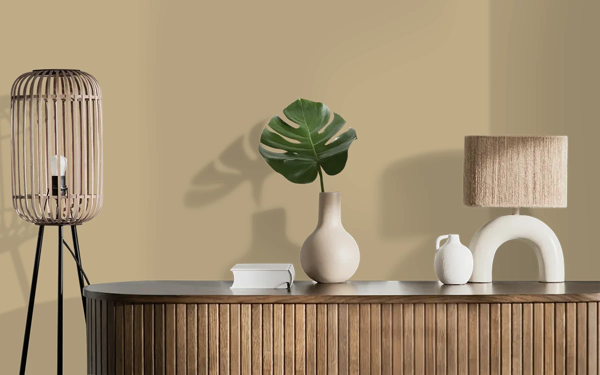 Nippon Paint's SAPLING color on different wall surfaces.