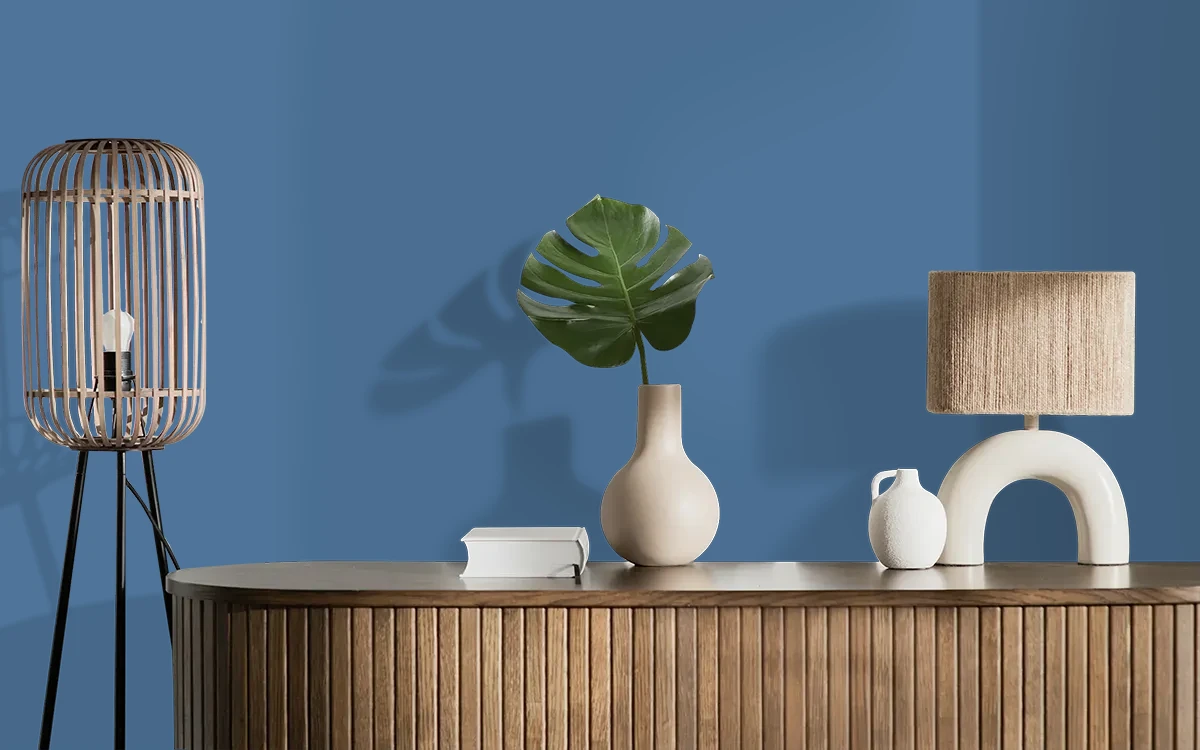 Nippon Paint's SAPPHIRE SPARKLE color on different wall surfaces.