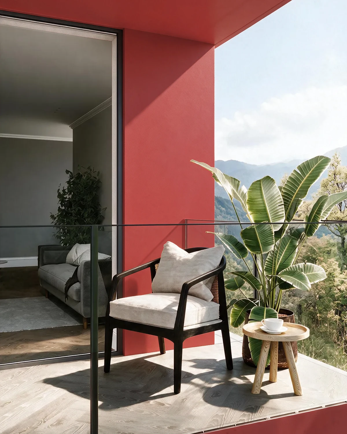Nippon Paint's SASHAY RED color on a beautifully decorated wall.
