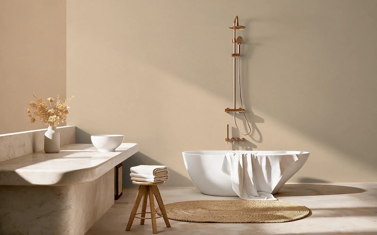 Nippon Paint's SCENTED SANDALWOOD color on different wall surfaces.