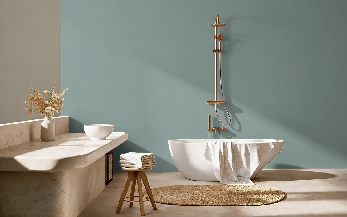 Nippon Paint's SEA EXPLORER color on different wall surfaces.