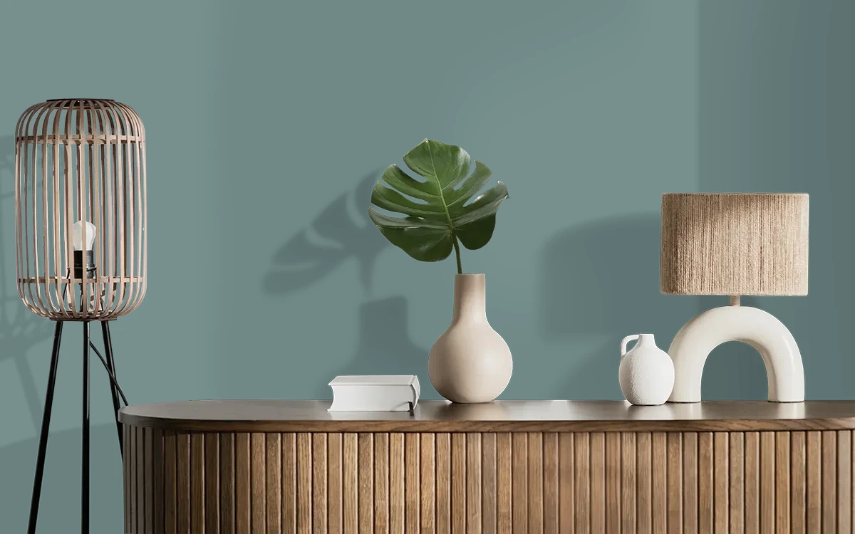 Nippon Paint's SEA VOYAGER color on different wall surfaces.