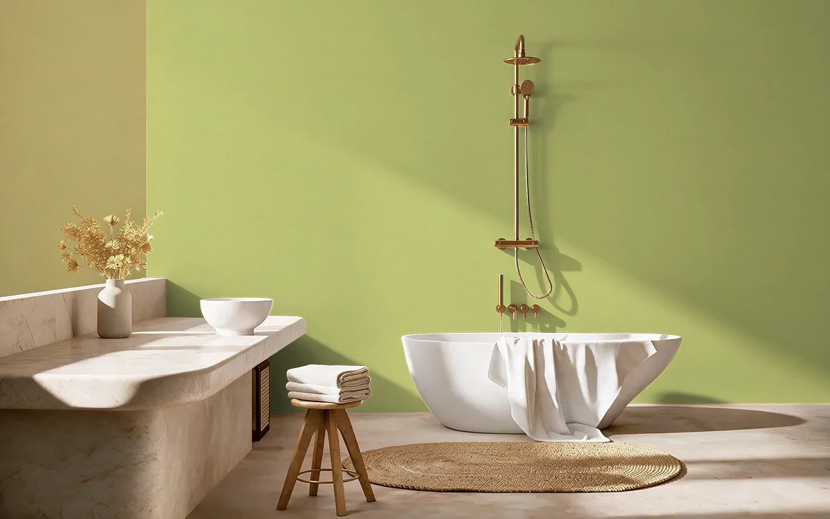 Nippon Paint's SEAFOAM RADIANCE color on different wall surfaces.
