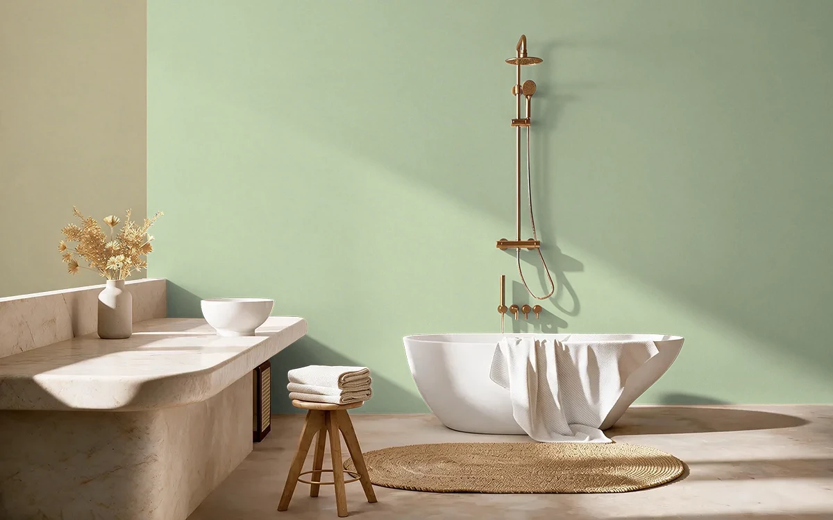 Nippon Paint's SEAFOAM SLATE color on different wall surfaces.