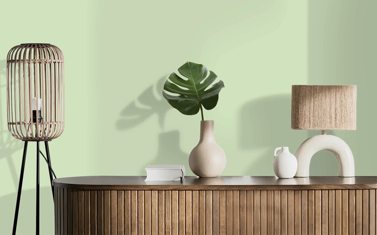 Nippon Paint's SEAFOAM SLATE color on different wall surfaces.