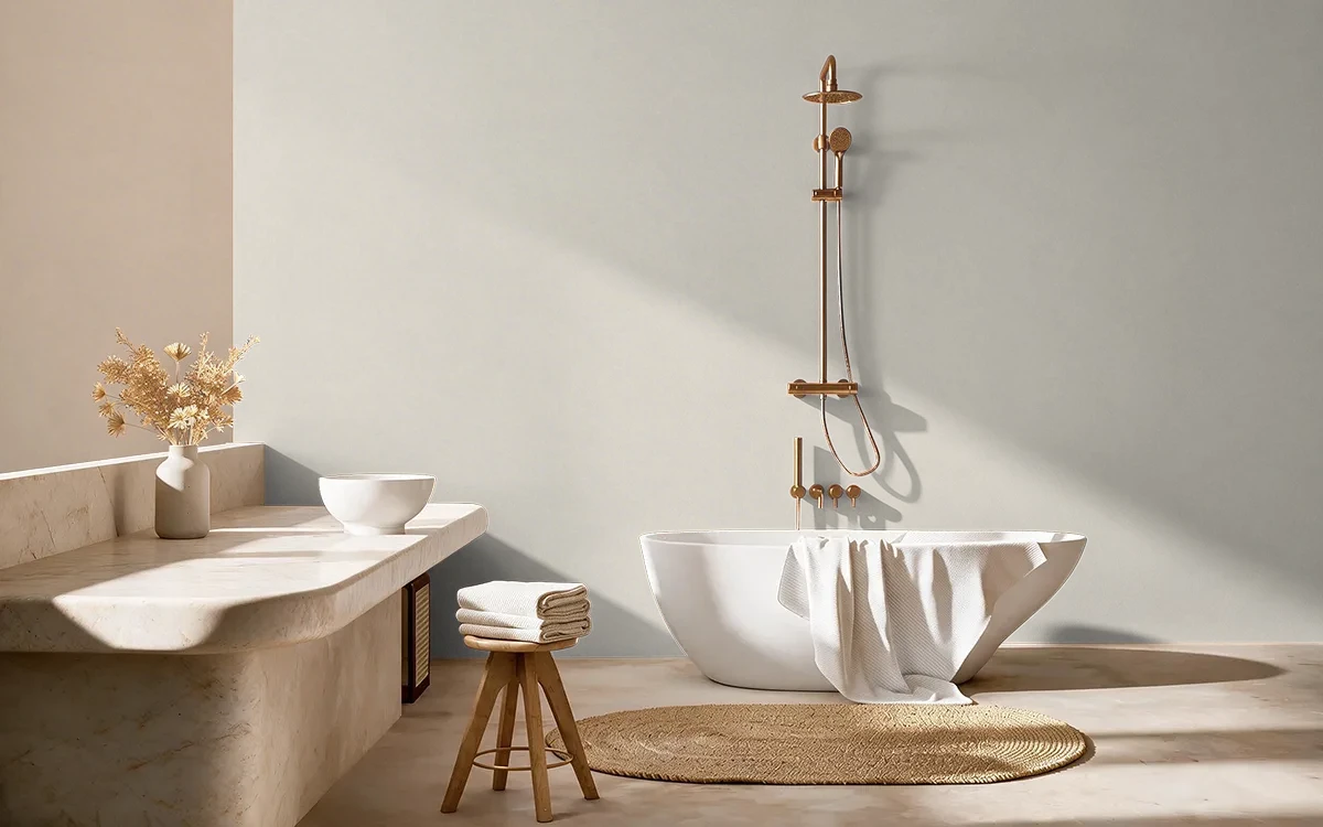 Nippon Paint's SEASHELL color on different wall surfaces.