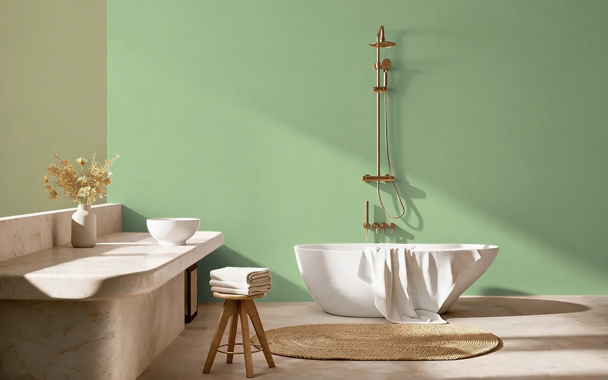 Nippon Paint's SECRET GARDEN color on different wall surfaces.