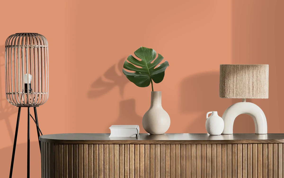 Nippon Paint's SEDONA STONE color on different wall surfaces.