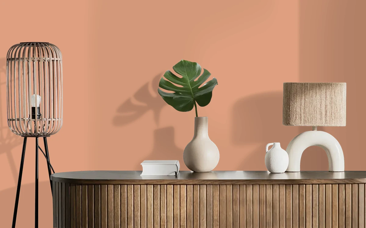Nippon Paint's SENSUAL SAFFRON color on different wall surfaces.