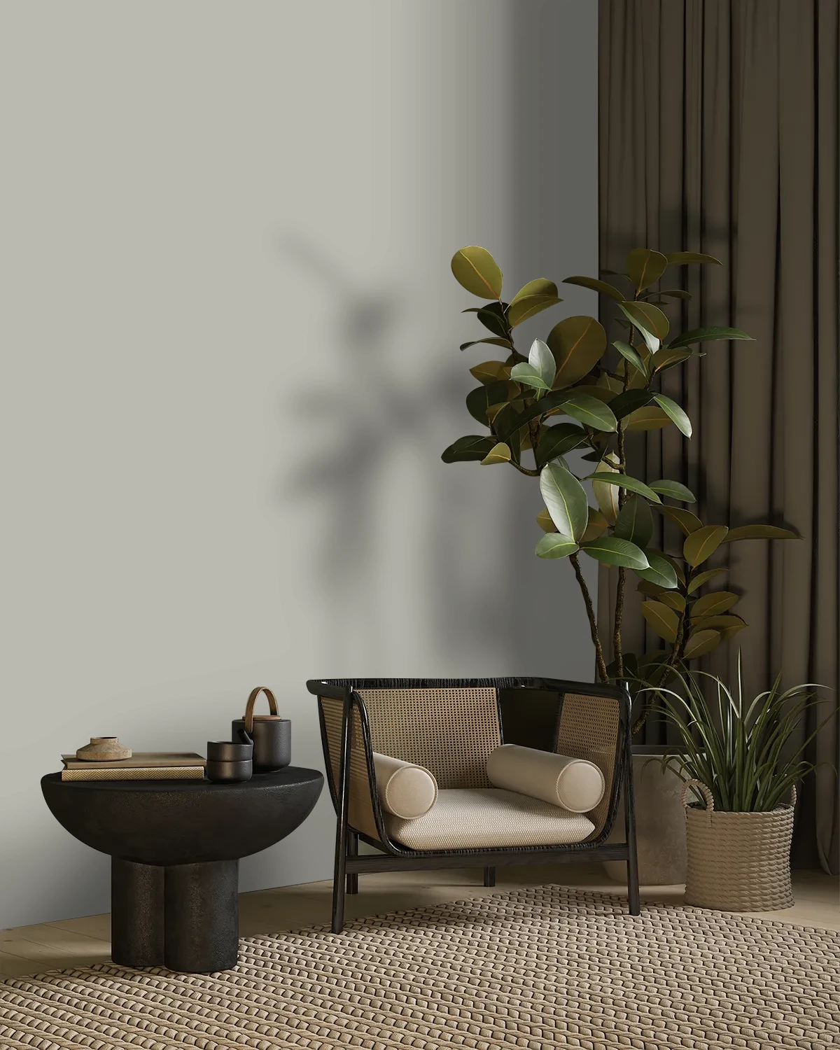 Nippon Paint's SEPIA SPARK color on a beautifully decorated wall.