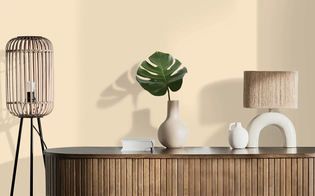 Nippon Paint's SEPIA SPICE color on different wall surfaces.