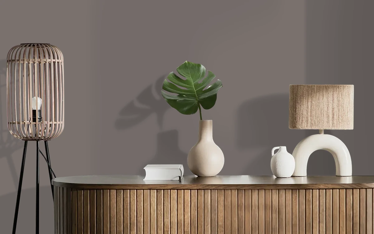 Nippon Paint's SEPIA SWIRL color on different wall surfaces.