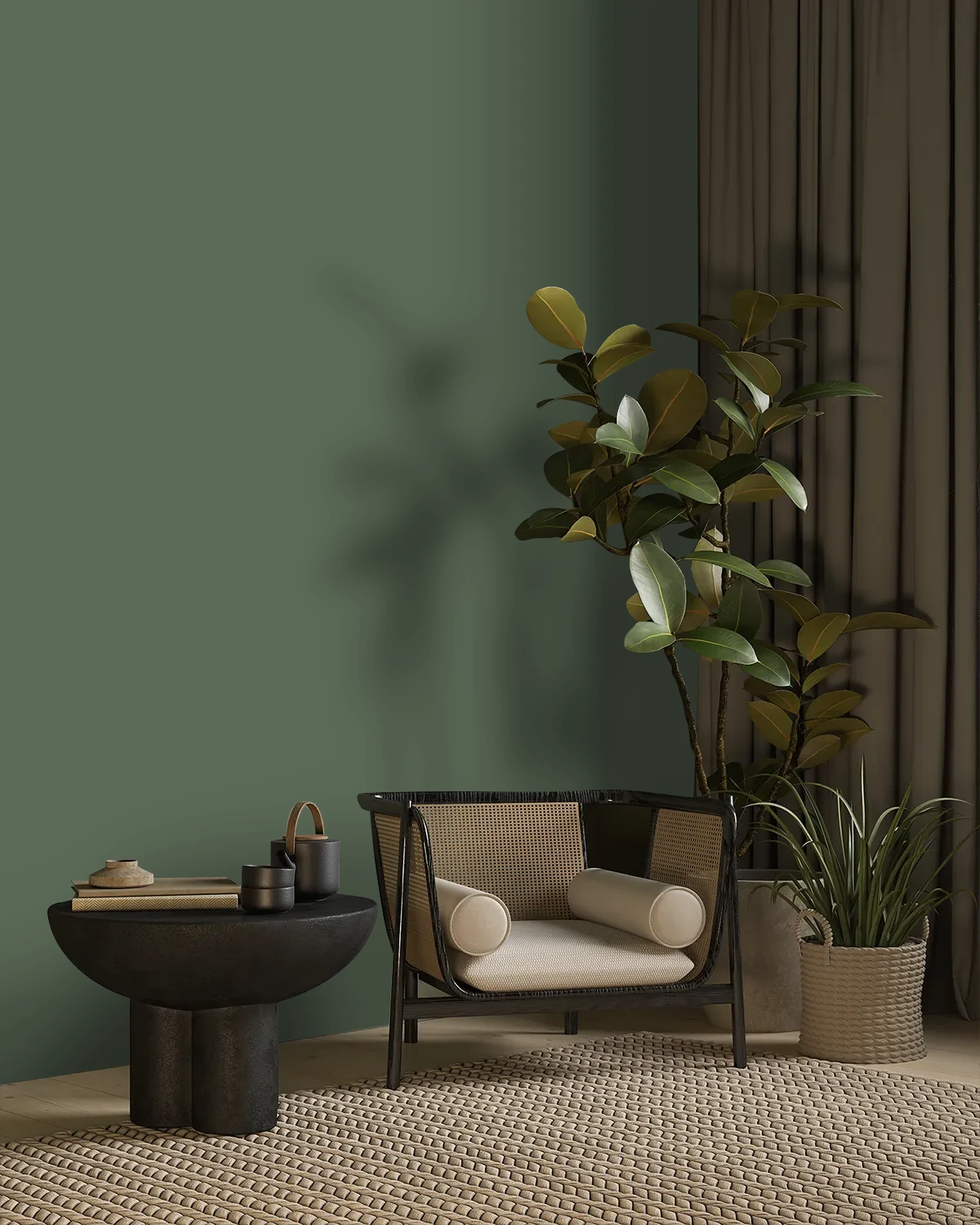 Nippon Paint's SHADED CANOPY color on a beautifully decorated wall.