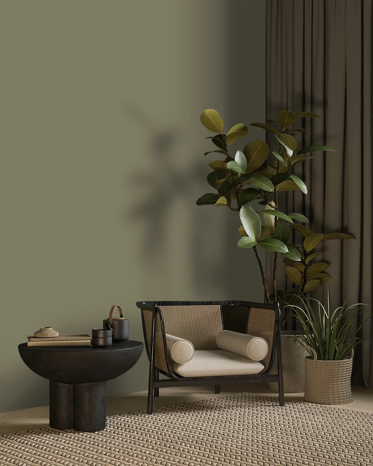 Nippon Paint's SHADY SPOT color on a beautifully decorated wall.
