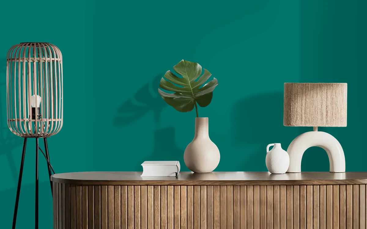Nippon Paint's SHAMROCK SPARK color on different wall surfaces.