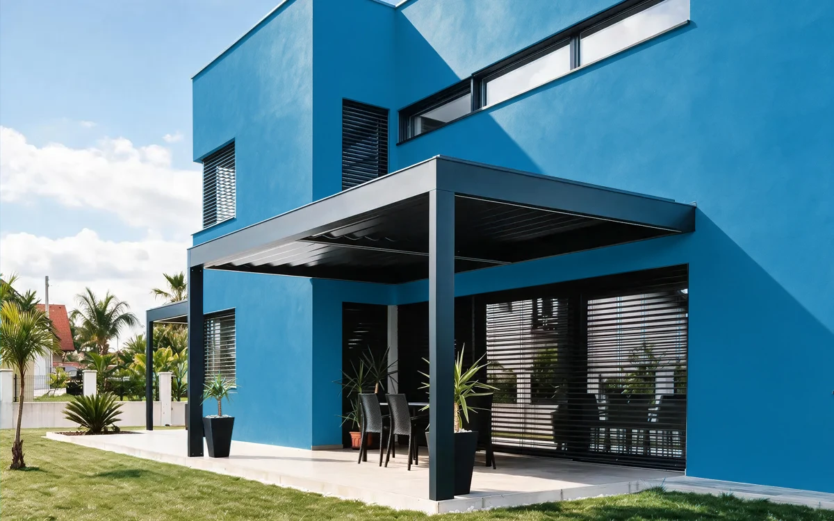 Nippon Paint's SHANGHAI BLUES color on different wall surfaces.