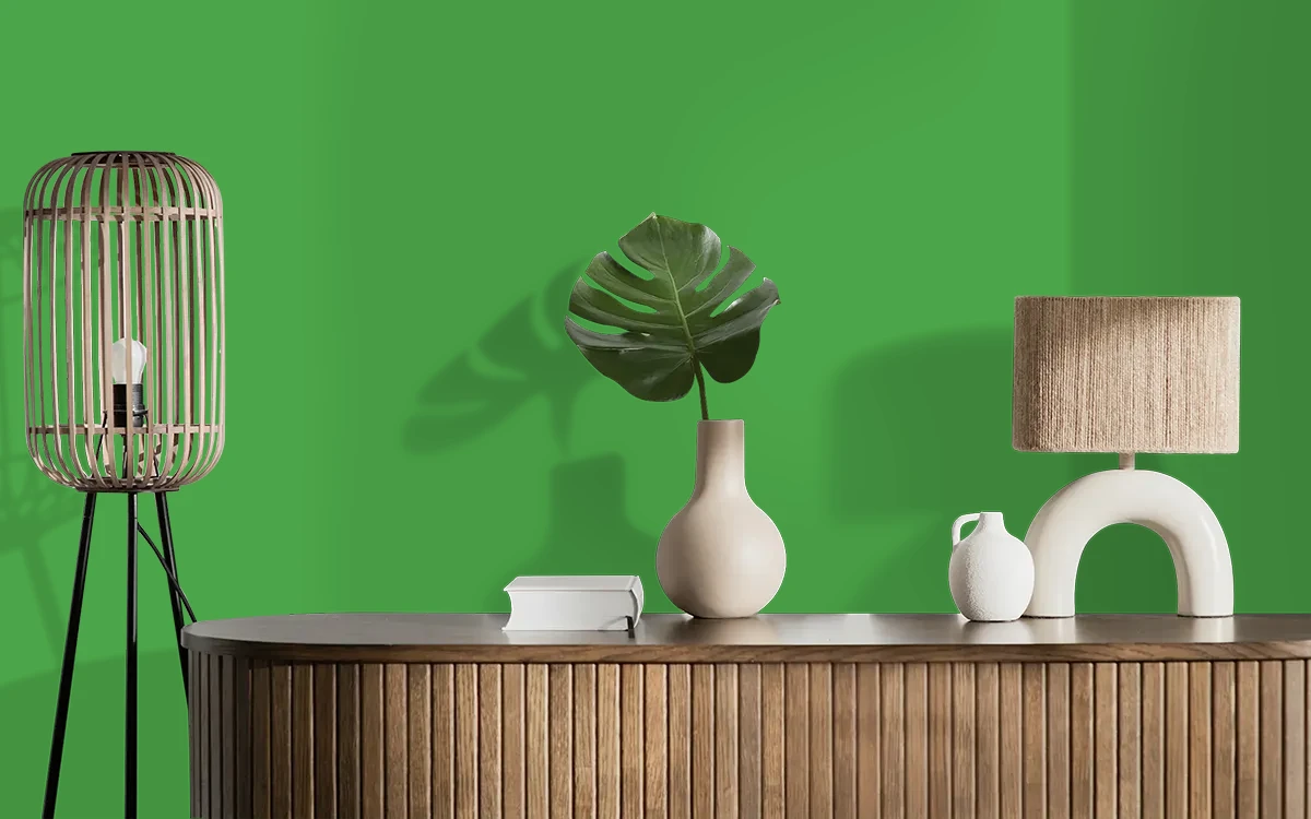 Nippon Paint's SHENANIGAN color on different wall surfaces.