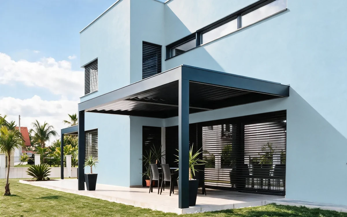 Nippon Paint's SIAM SKY color on different wall surfaces.