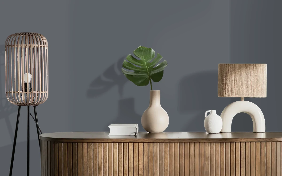 Nippon Paint's SILHOUETTE GRAY color on different wall surfaces.