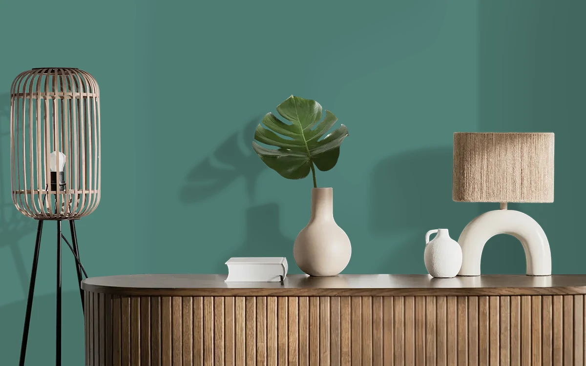 Nippon Paint's SLATE CREST color on different wall surfaces.