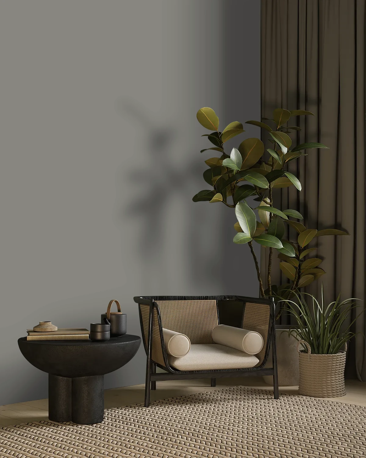 Nippon Paint's SMOKY LAVENDER color on a beautifully decorated wall.