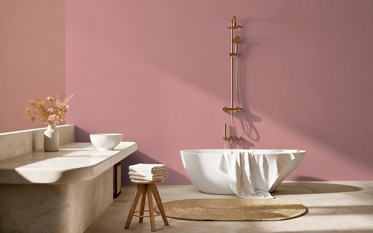Nippon Paint's SMOULDERING RED color on different wall surfaces.