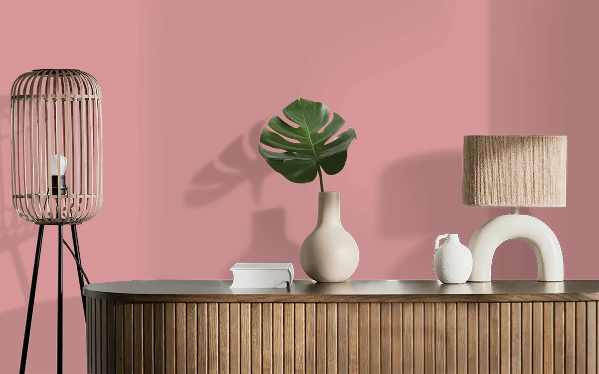 Nippon Paint's SMOULDERING RED color on different wall surfaces.