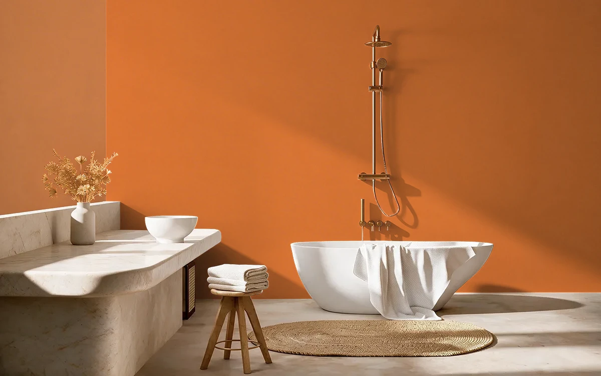 Nippon Paint's SO ORANGE color on different wall surfaces.