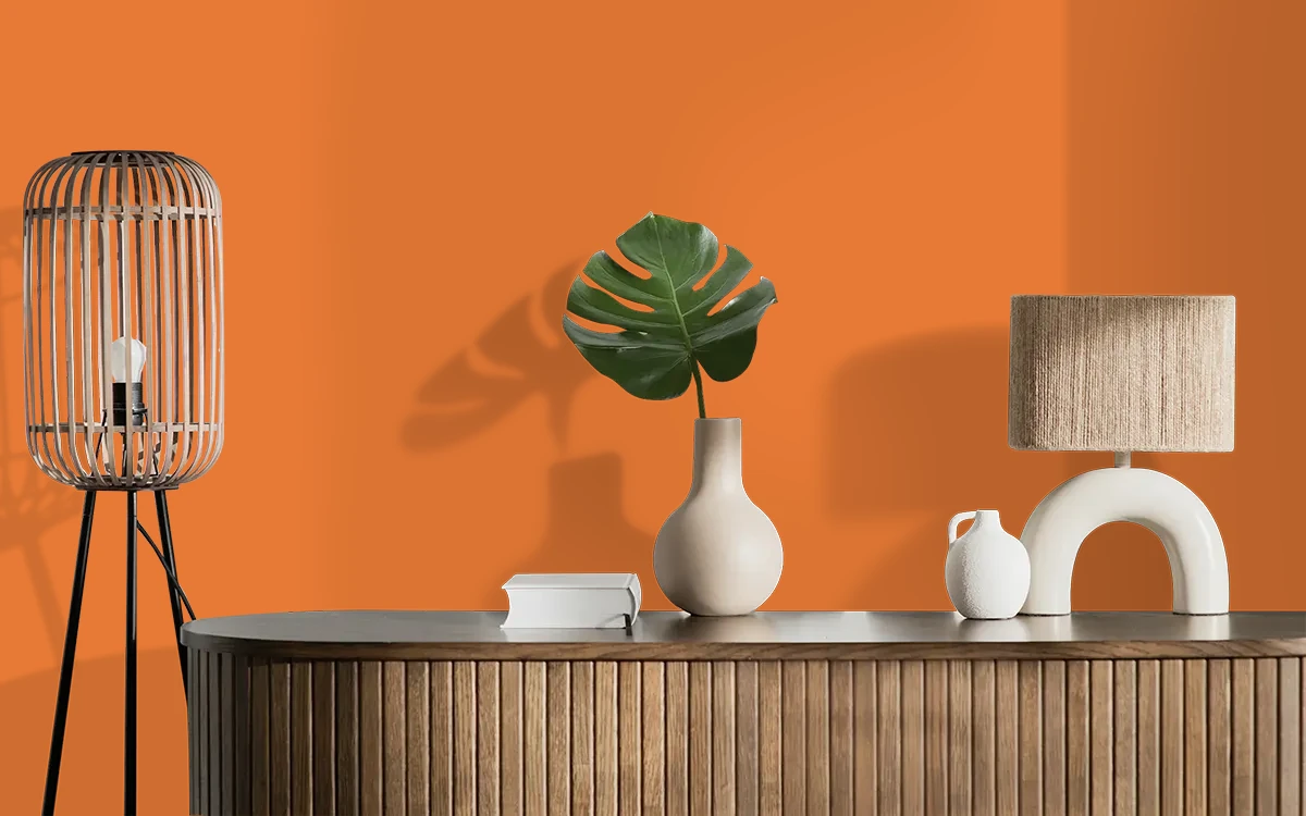 Nippon Paint's SO ORANGE color on different wall surfaces.