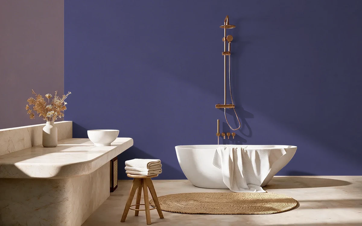 Nippon Paint's SO PURPLE color on different wall surfaces.