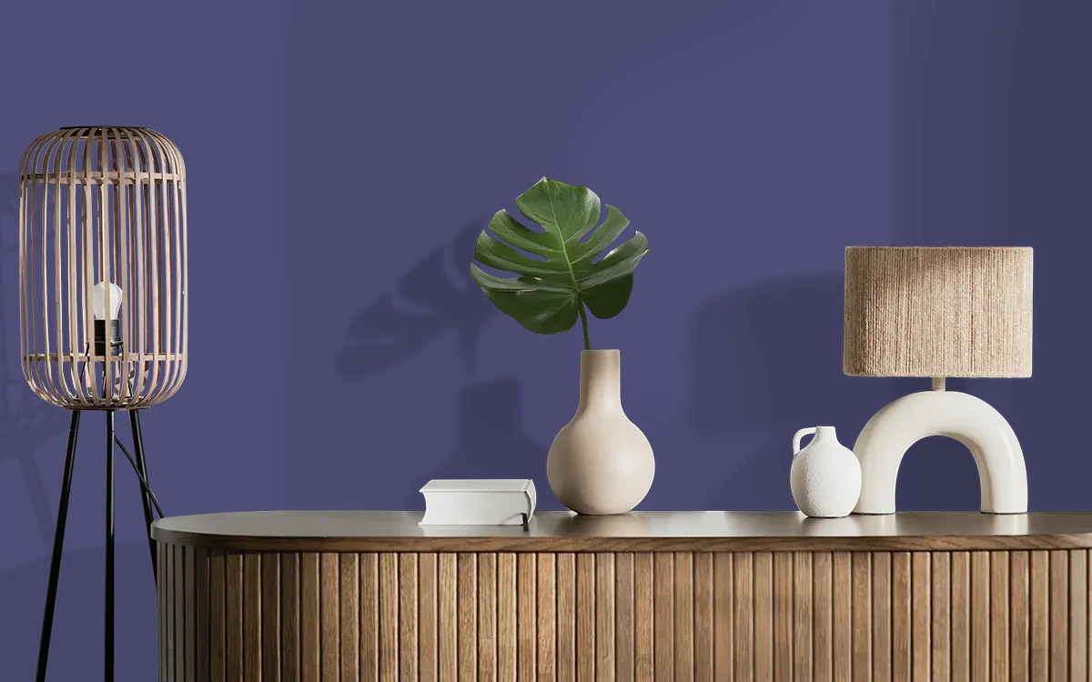 Nippon Paint's SO PURPLE color on different wall surfaces.