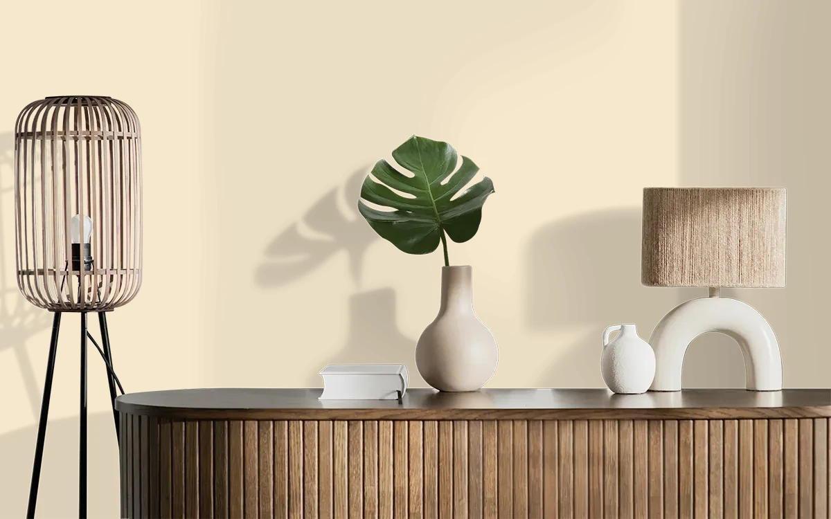 Nippon Paint's SOFT PULP color on different wall surfaces.