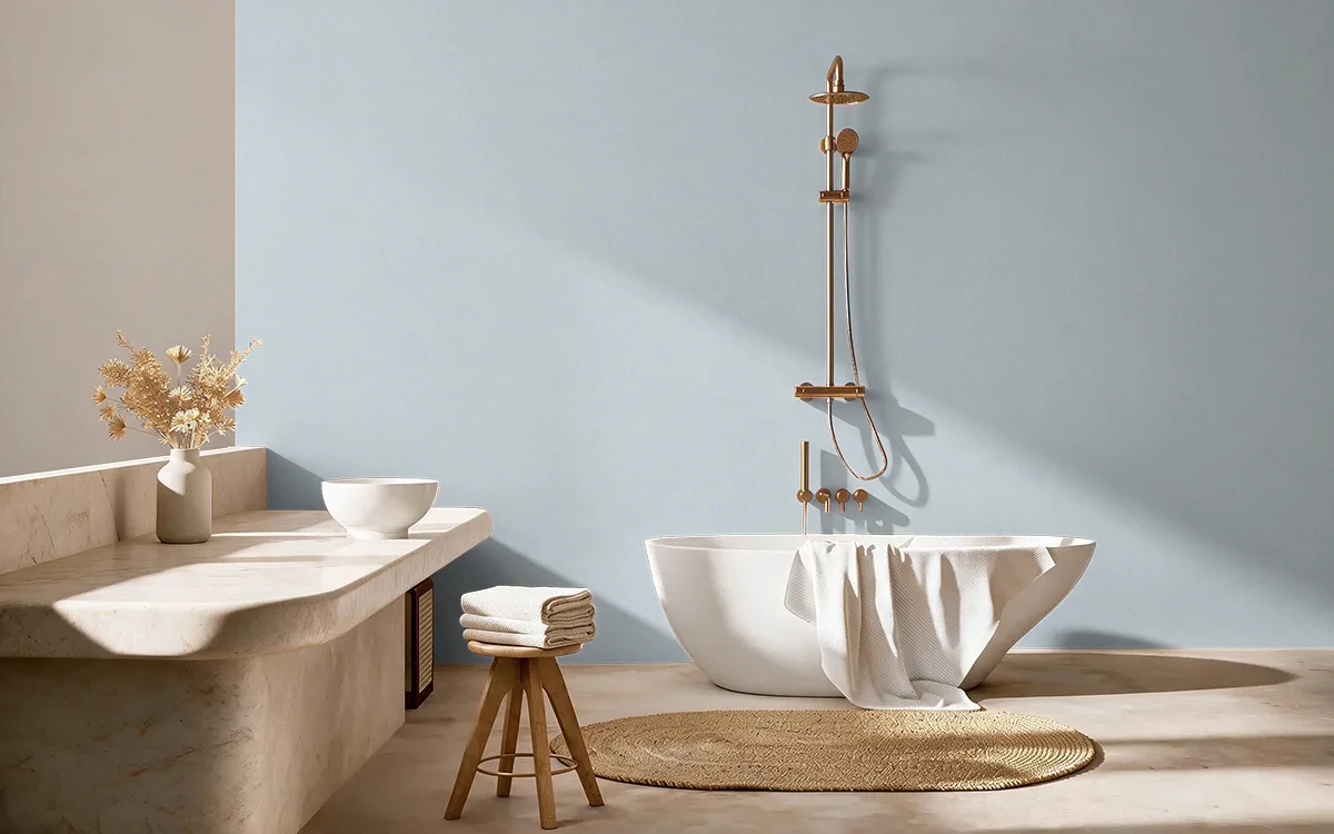 Nippon Paint's SOFT TENDRILS color on different wall surfaces.