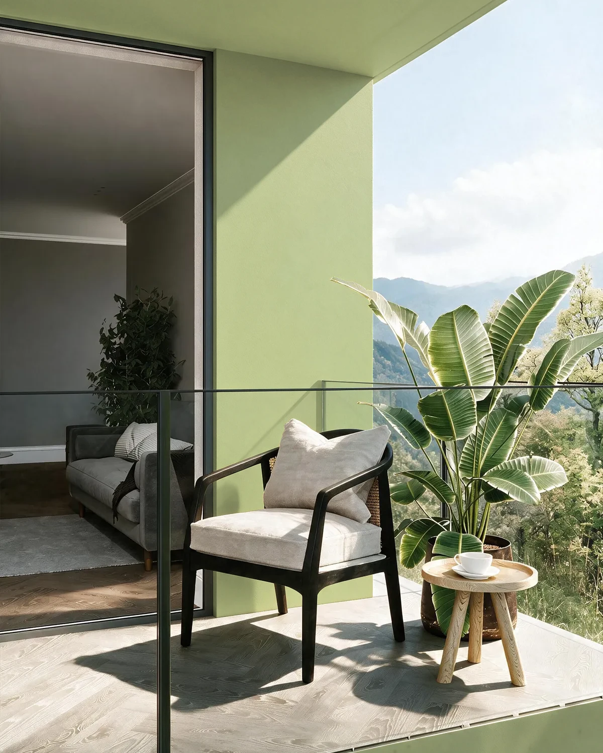 Nippon Paint's SOOTHING GREEN color on a beautifully decorated wall.