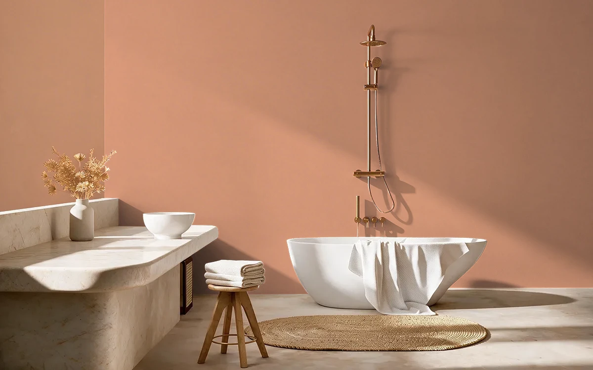 Nippon Paint's SOUTHWEST STONE color on different wall surfaces.