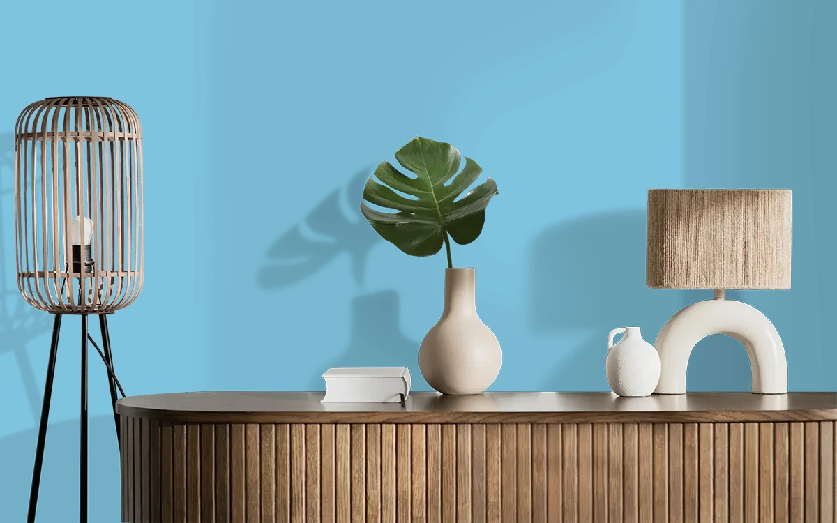 Nippon Paint's SPA DAY color on different wall surfaces.