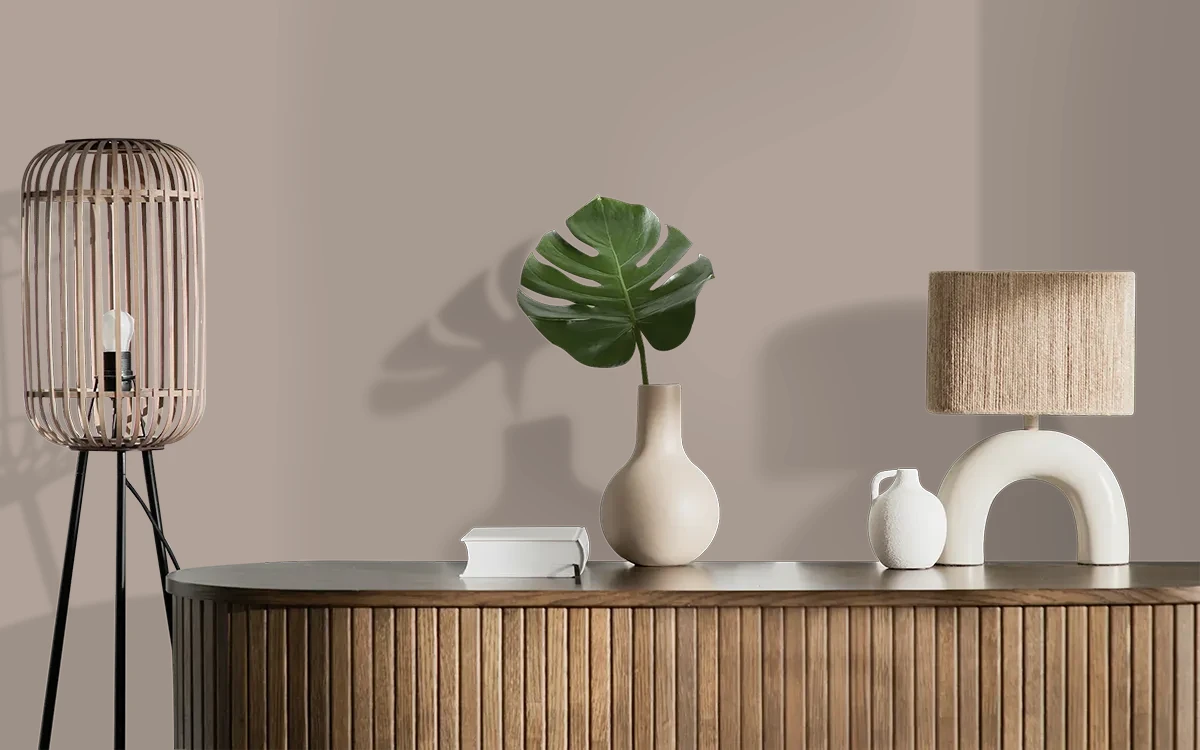 Nippon Paint's SPADE HANDLE color on different wall surfaces.