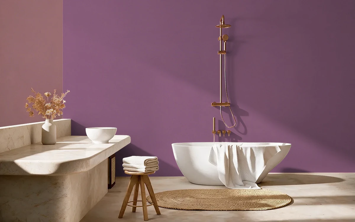 Nippon Paint's SPANISH DANCE color on different wall surfaces.