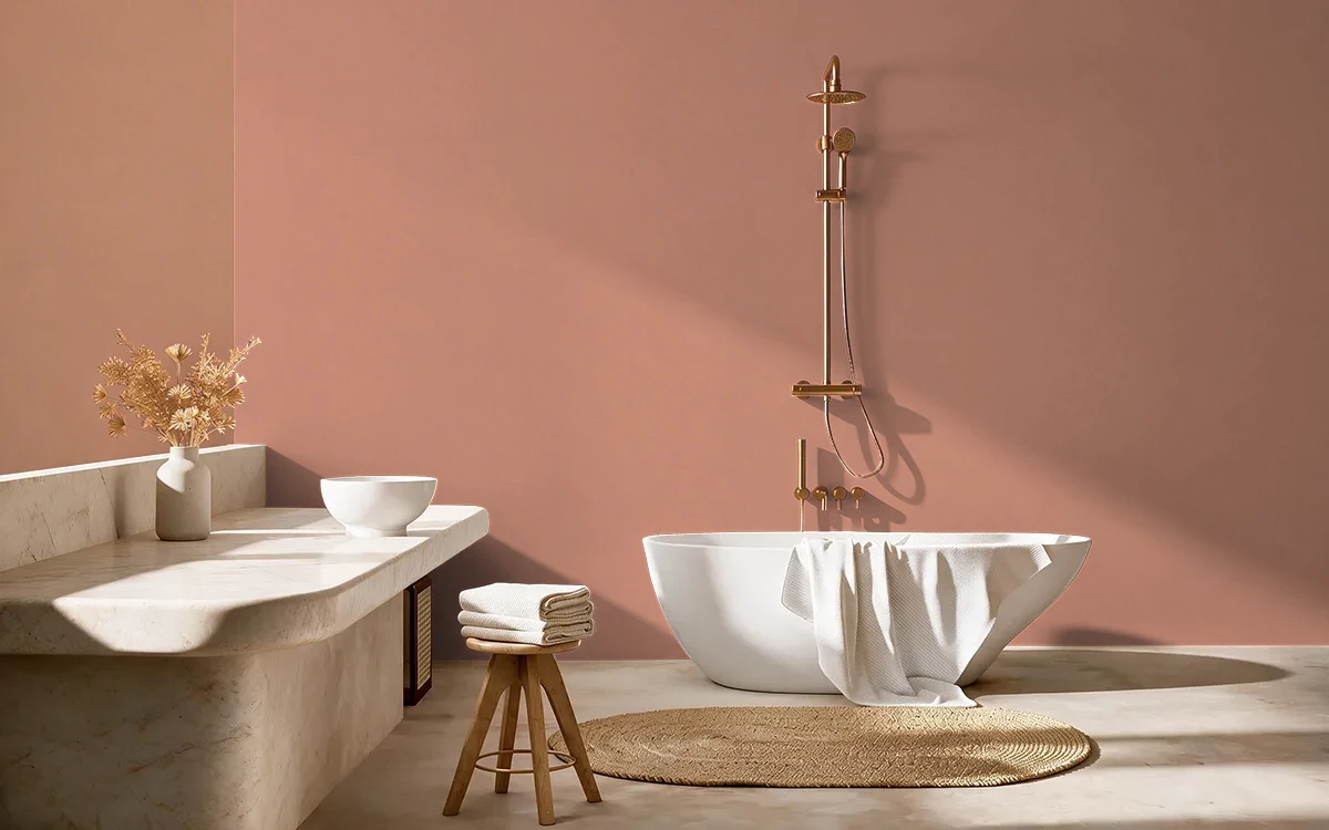 Nippon Paint's SPICE SHOP color on different wall surfaces.