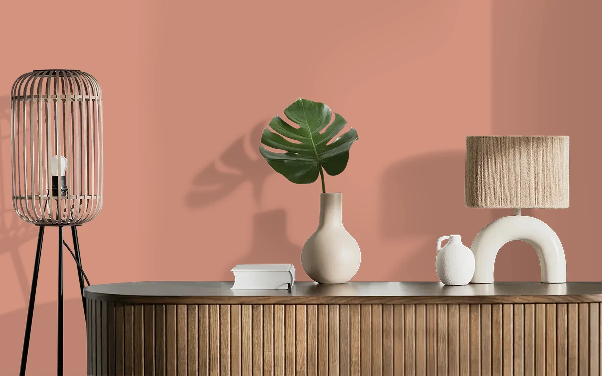 Nippon Paint's SPICE SHOP color on different wall surfaces.