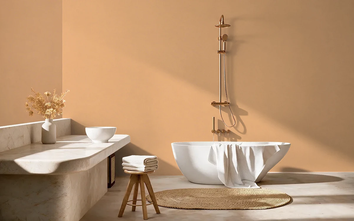 Nippon Paint's SPICED ORANGE color on different wall surfaces.