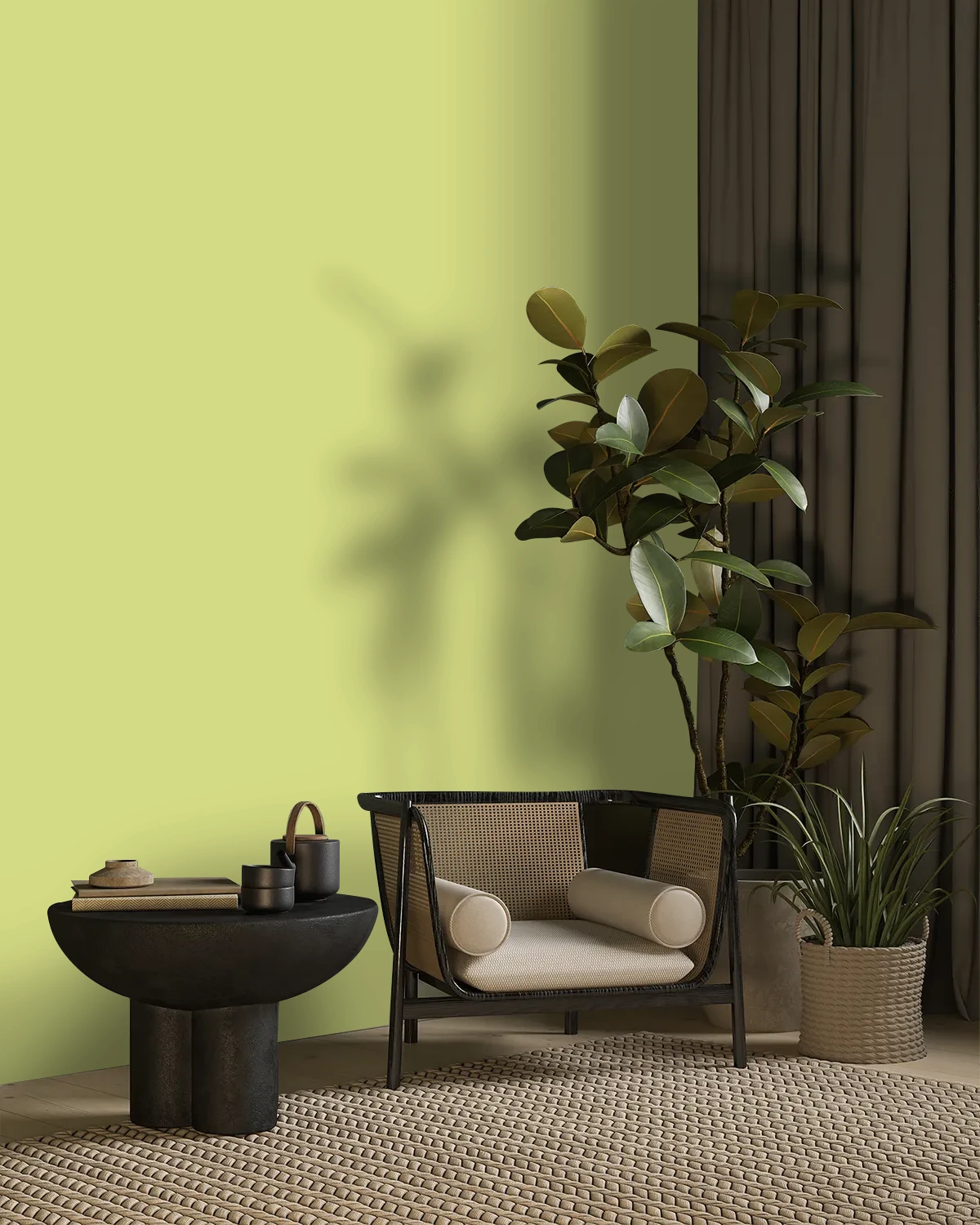 Nippon Paint's SPINEY GREEN color on a beautifully decorated wall.