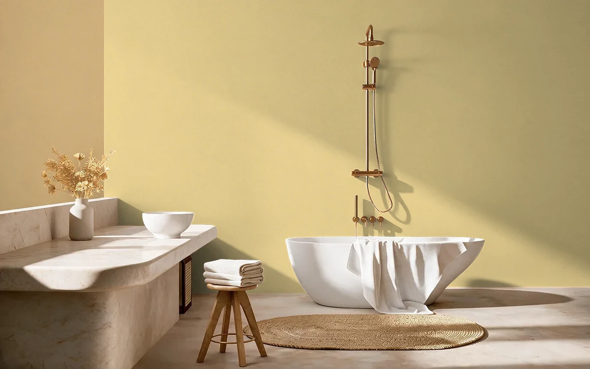 Nippon Paint's SPINNING SILK color on different wall surfaces.