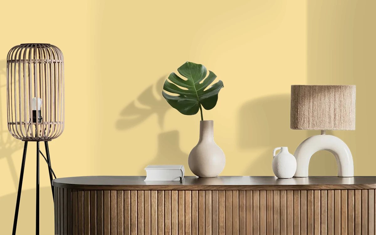 Nippon Paint's SPINNING SILK color on different wall surfaces.