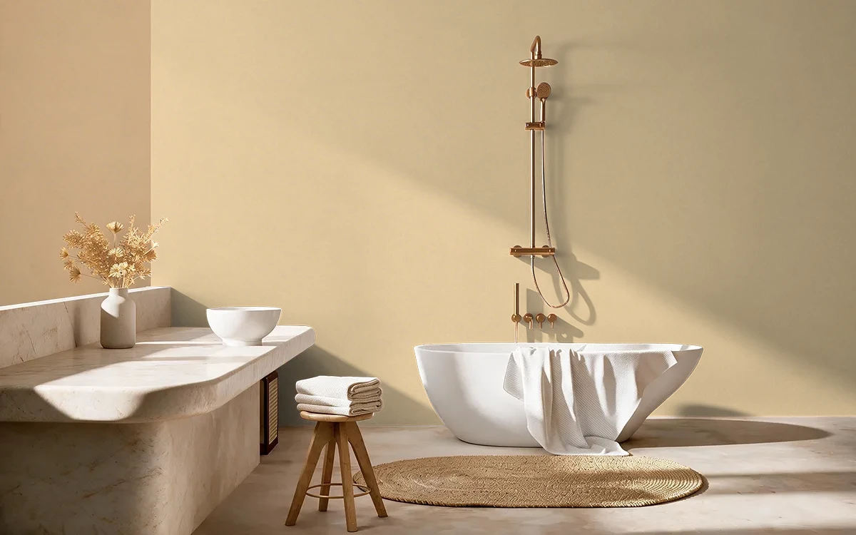 Nippon Paint's SPOONBREAD color on different wall surfaces.