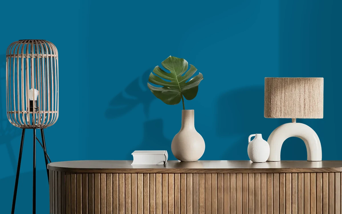 Nippon Paint's SPORTS BLUE color on different wall surfaces.