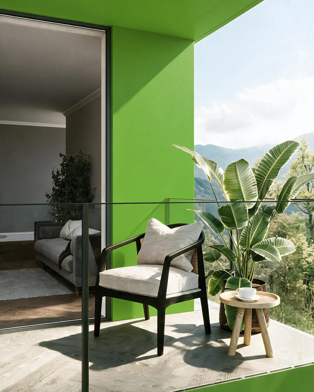 Nippon Paint's SPORTS GREEN color on a beautifully decorated wall.