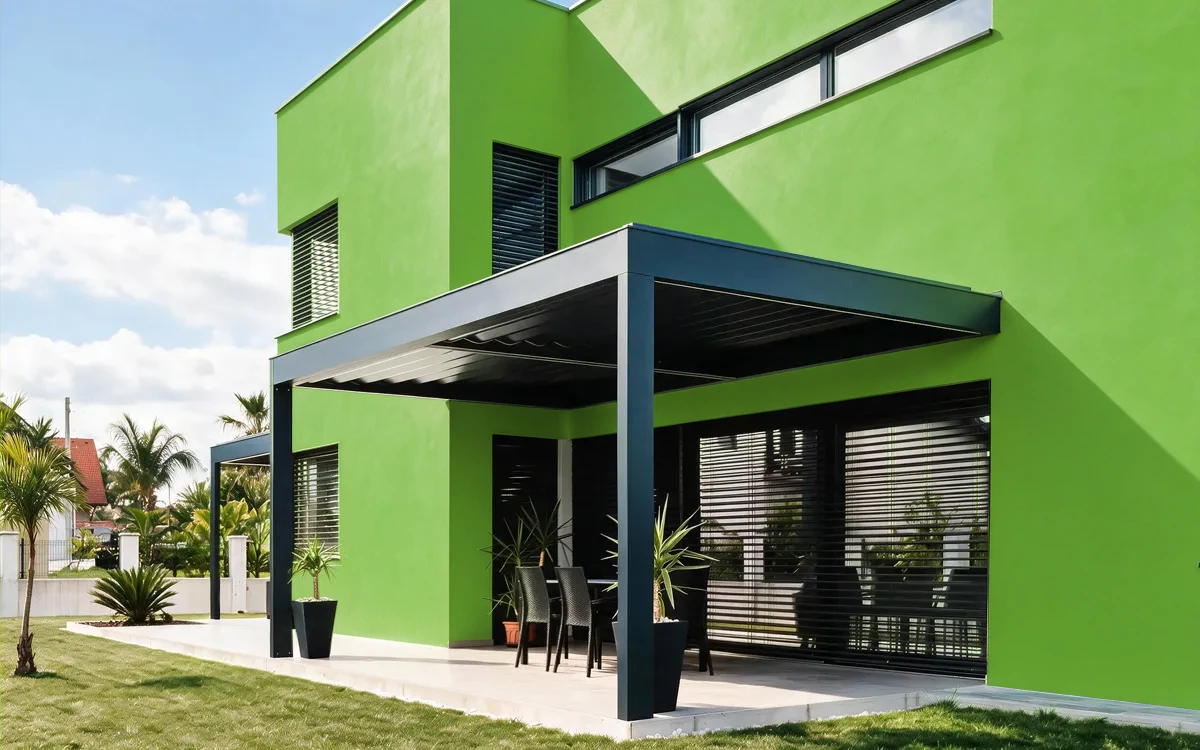 Nippon Paint's SPORTS GREEN color on different wall surfaces.
